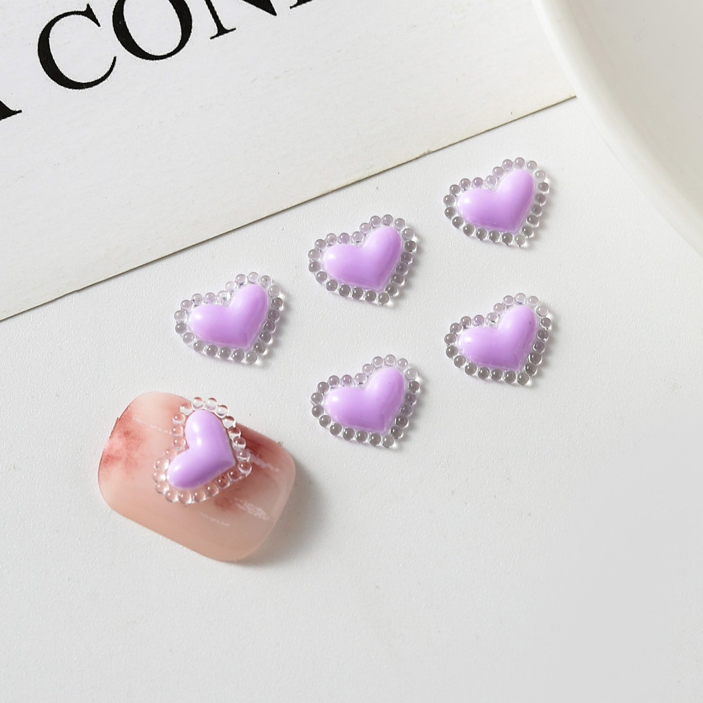 Love Heart Ornament Dopamine Peach Color Nail Care Nail Art