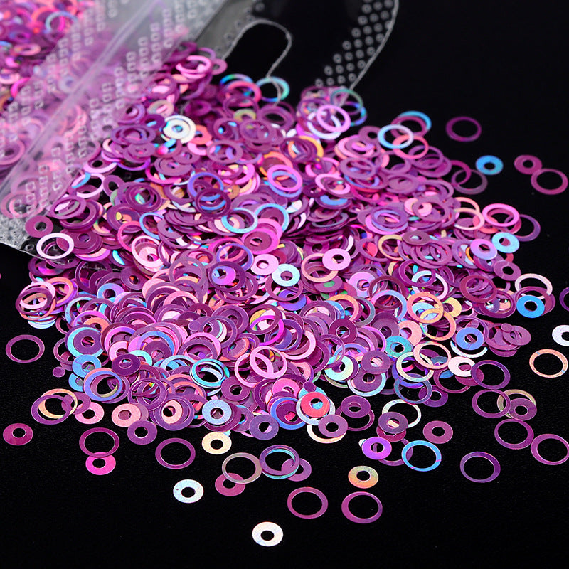 Flash Laser Hollow Round Sequins Mixed Color Nail Care Nail Art