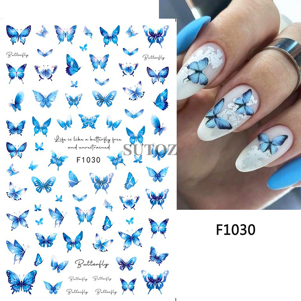 Fresh Rape Flower Snow Mowing Butterfly Nail Stickers