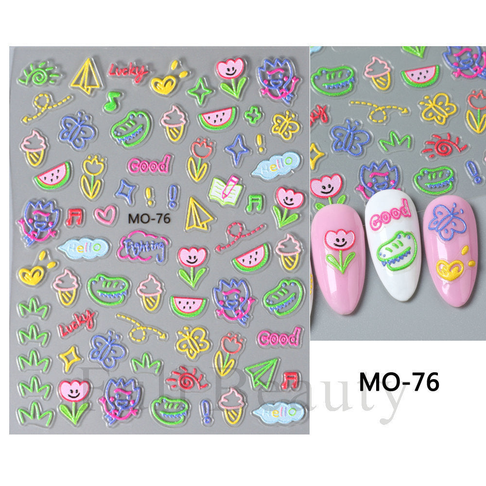 Pink Butterfly Elegant Dream Big Bowknot Nail Stickers