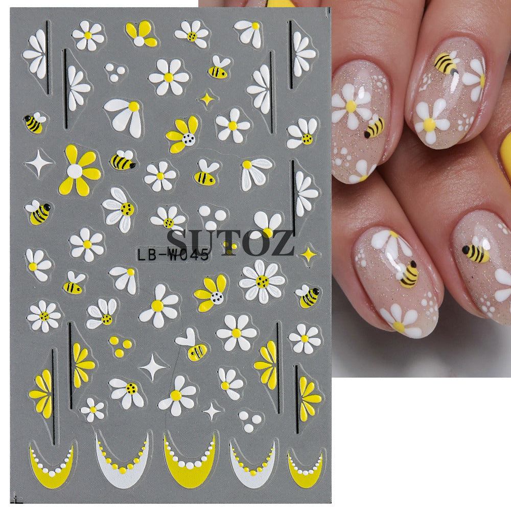 Fresh Style Little Daisy Butterfly Thin Tough Nail Stickers