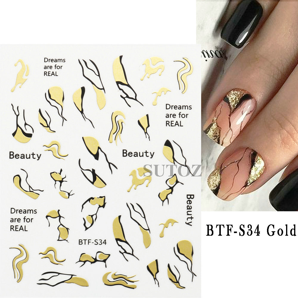 Irregular Lines Hand Painted Flat Back Nail Stickers