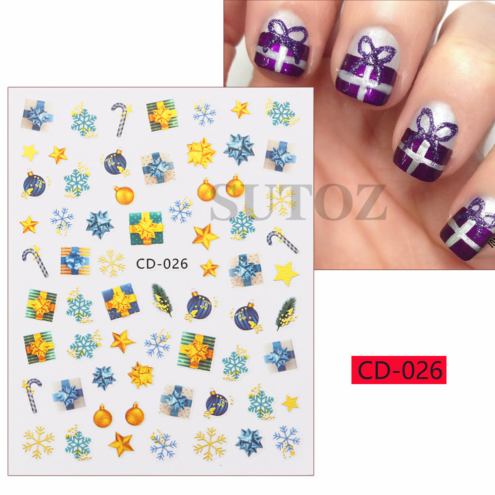 Paper Gilding Christmas Gift Snowflake Elk Nail Stickers