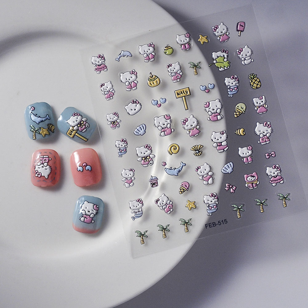 Series Three-dimensional Animal Cartoon Cat Adhesive Nail Stickers