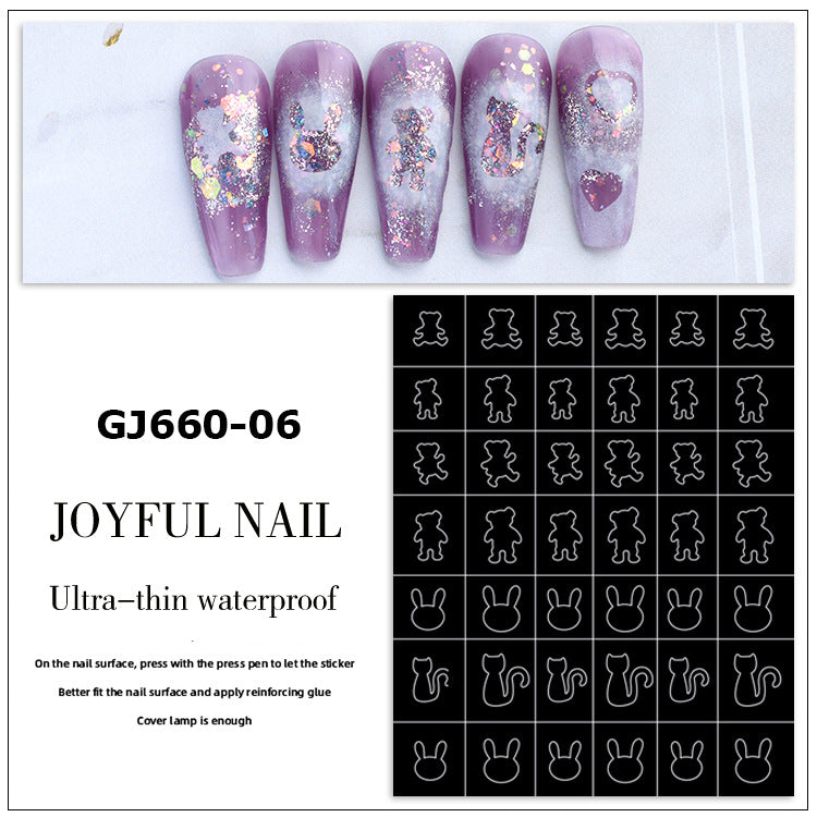 Hollow Template French Smile Love Butterfly Nail Stickers