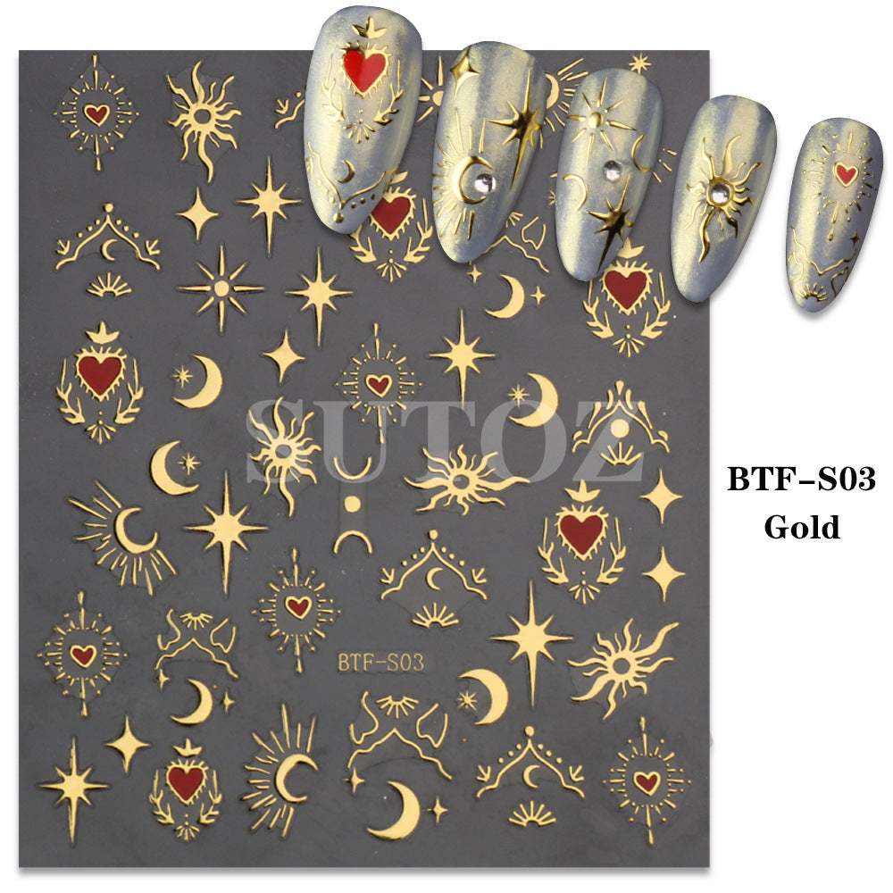 Potato Popular Bronzing Love Sun Moon Nail Stickers