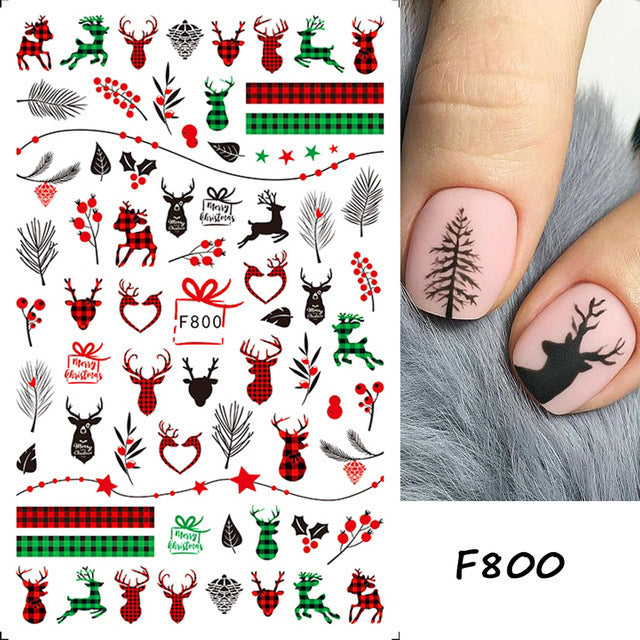 Halloween Red With Colorful Christmas Snowflakes Nail Stickers