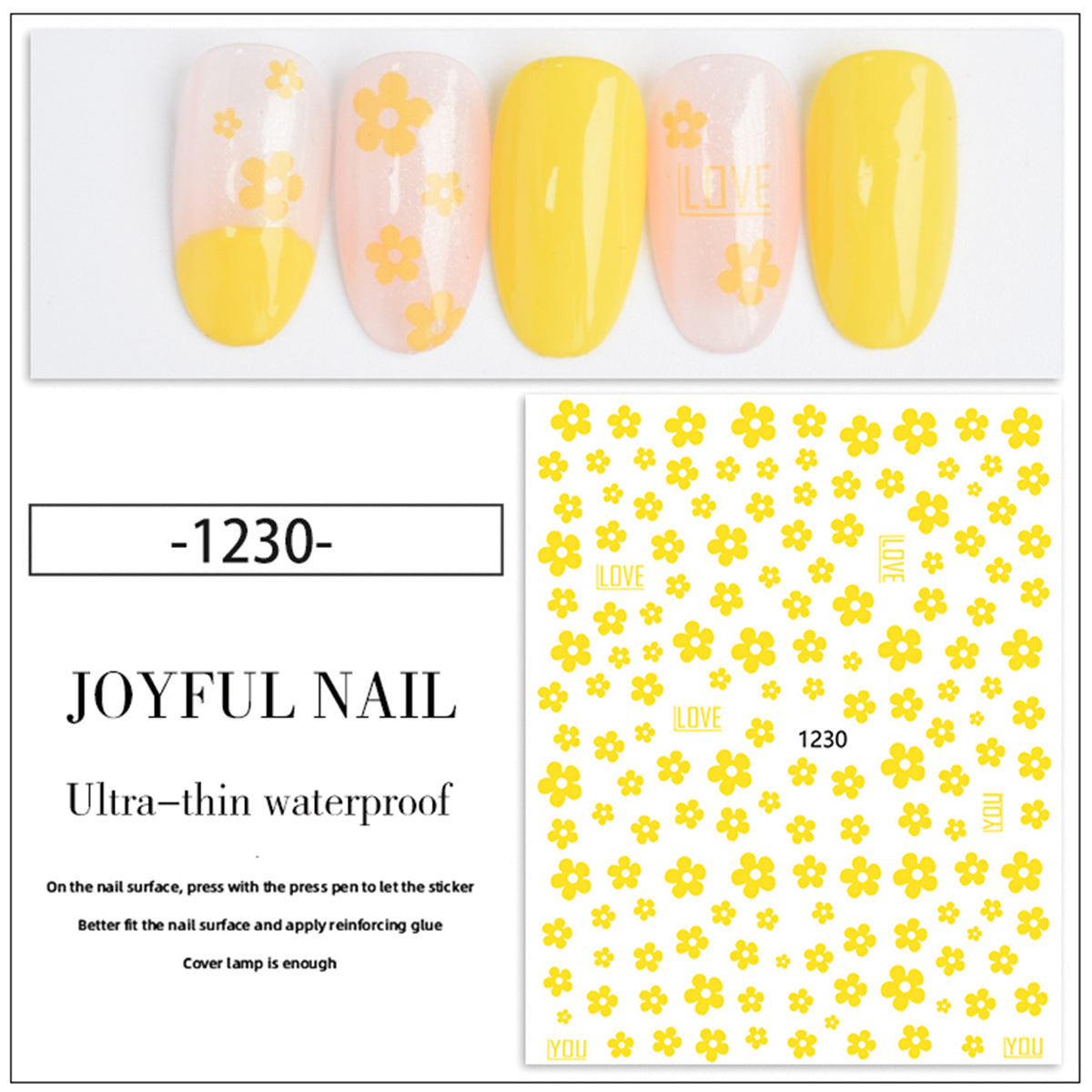 Summer Flower Fresh Comes With Adhesive Nail Stickers