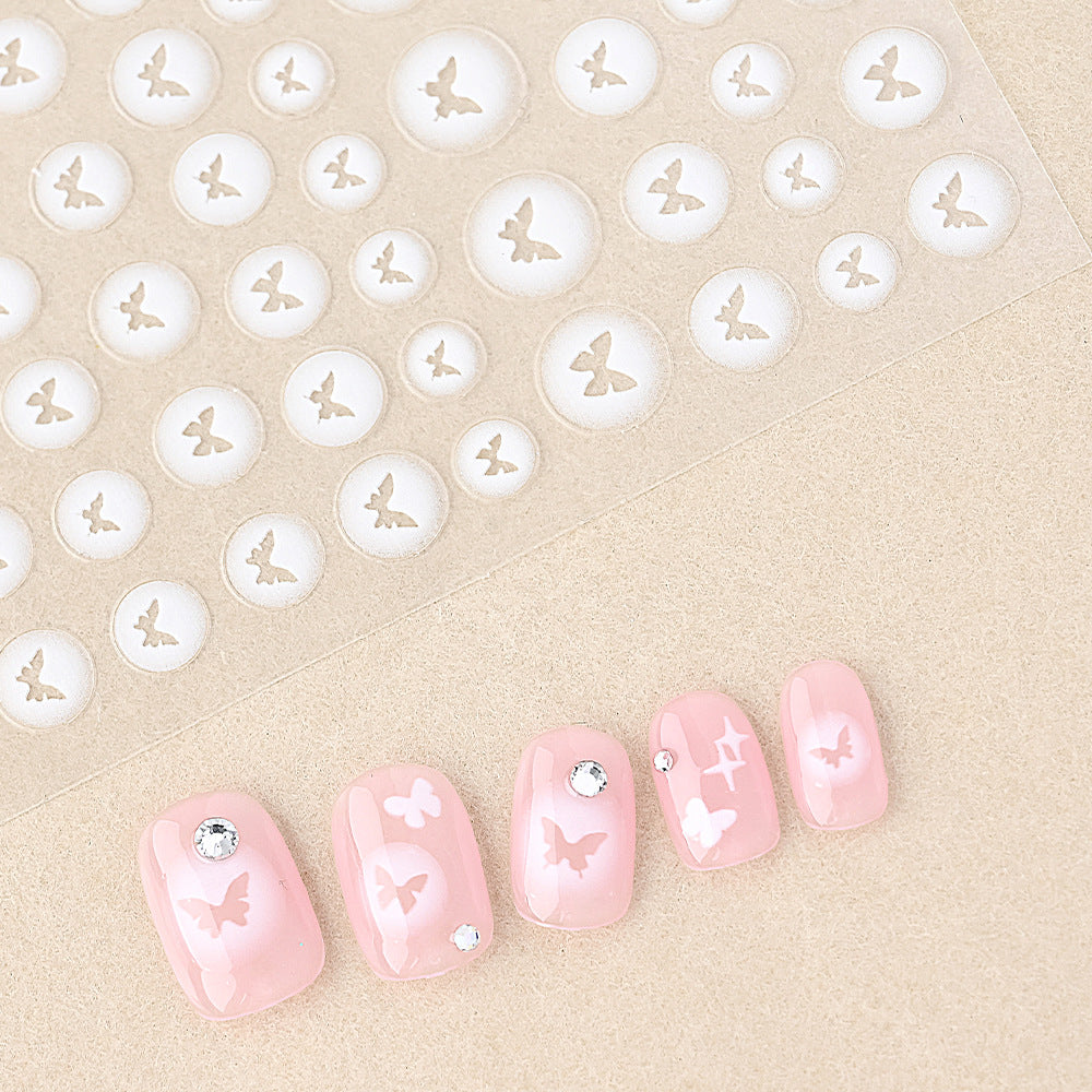 Hollow Butterfly Love Star White Nude Nail Stickers