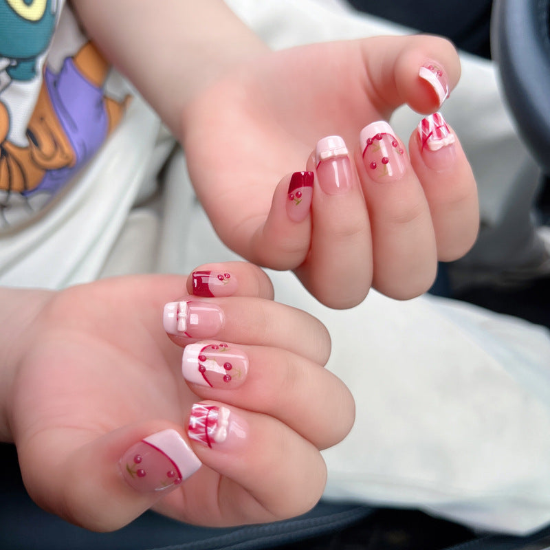 Sweet Atmosphere Sense Three-dimensional Cherry Beauty Cute French Nail Stickers