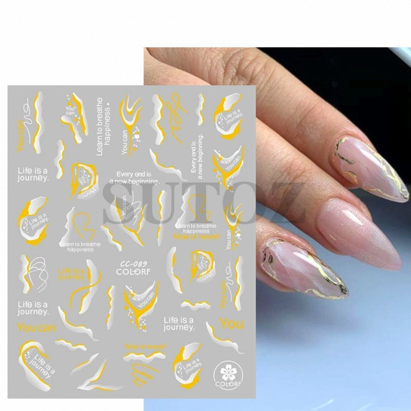 Hot Gilding Marbling Black White Gold Nail Stickers