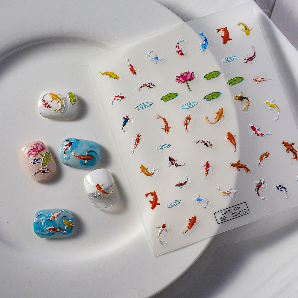 Lucky Koi Cute Fish Soft Relief Nail Stickers