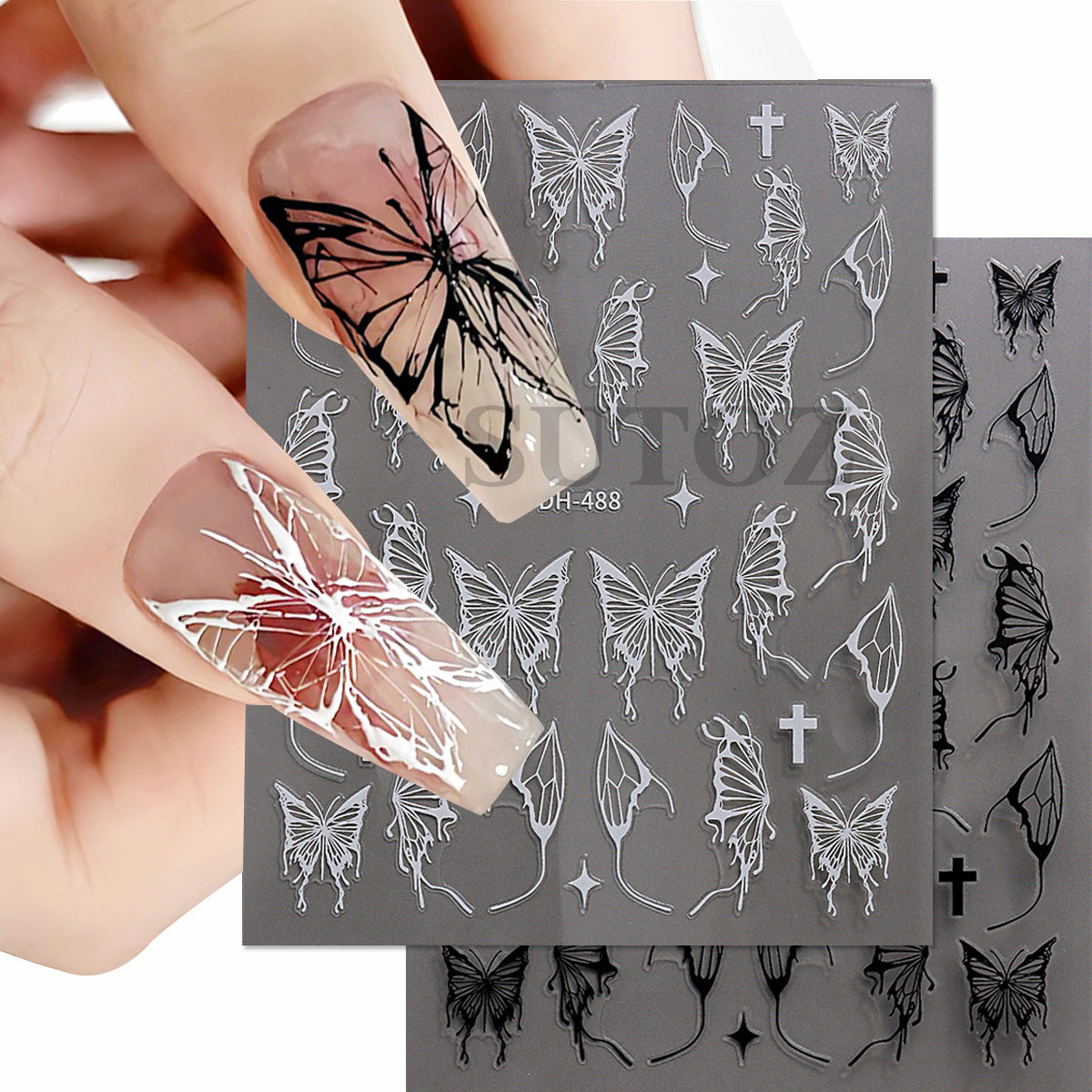 Hot Liquid Three-dimensional Hollow Butterfly Back Nail Stickers