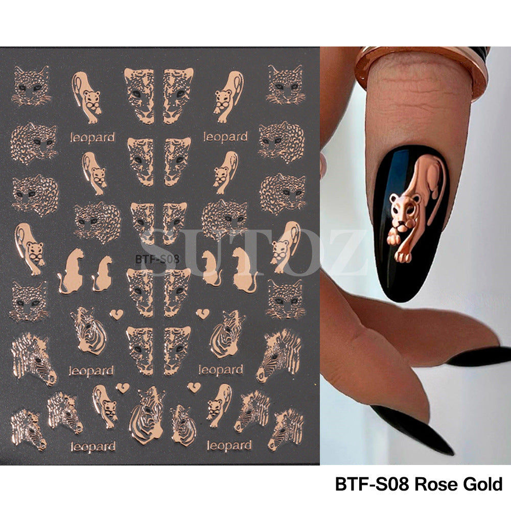 Hot Tiger Head Cheetah Zebra Back Nail Stickers