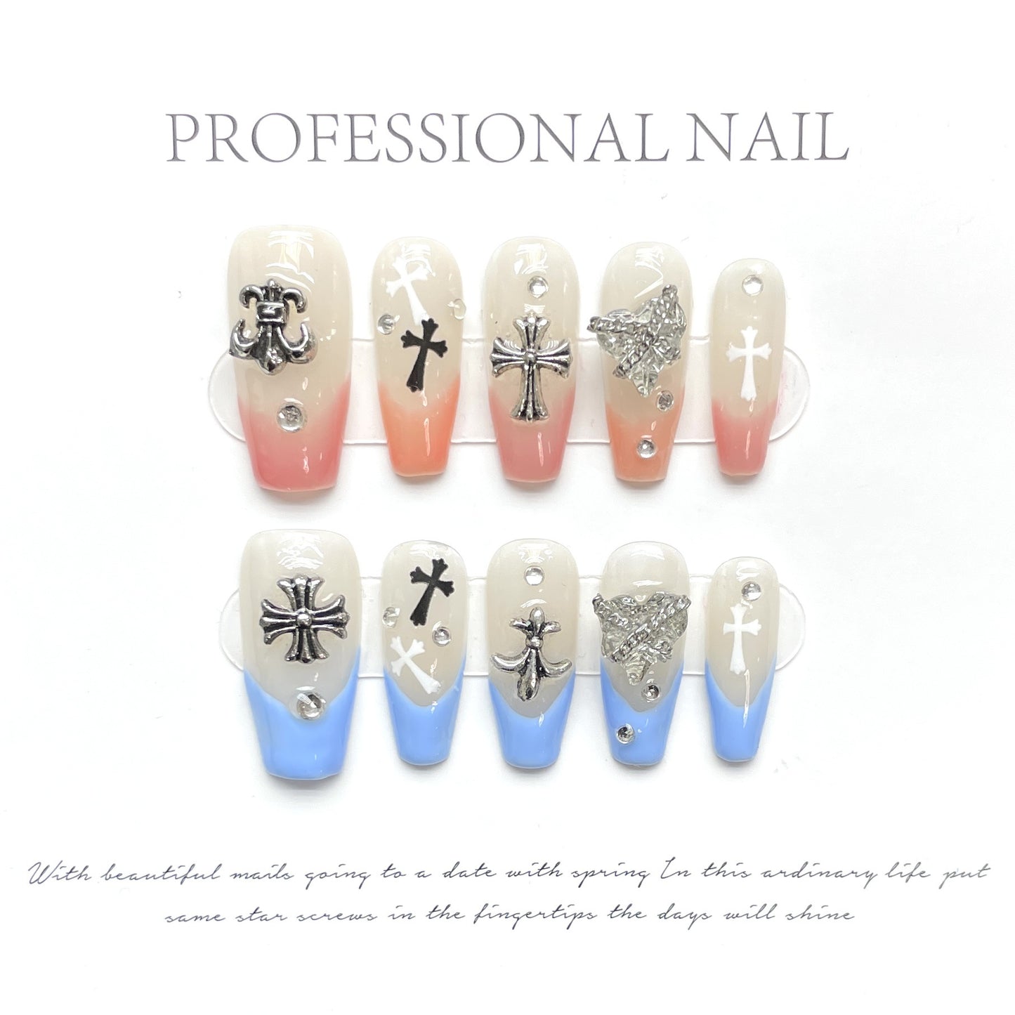 Handmade Wear White Milky Champagne Gold Nail Stickers