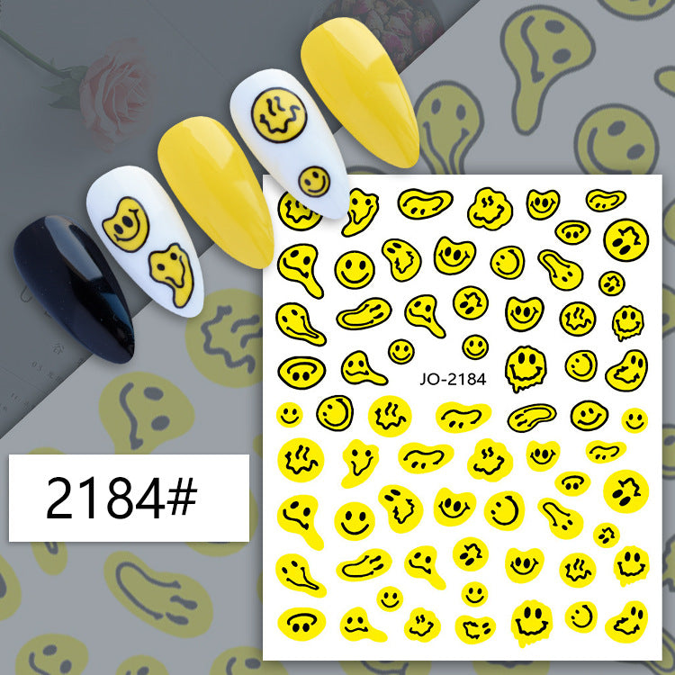 Heart Abstract Twisted Smiley Pattern Fingernail Nail Stickers