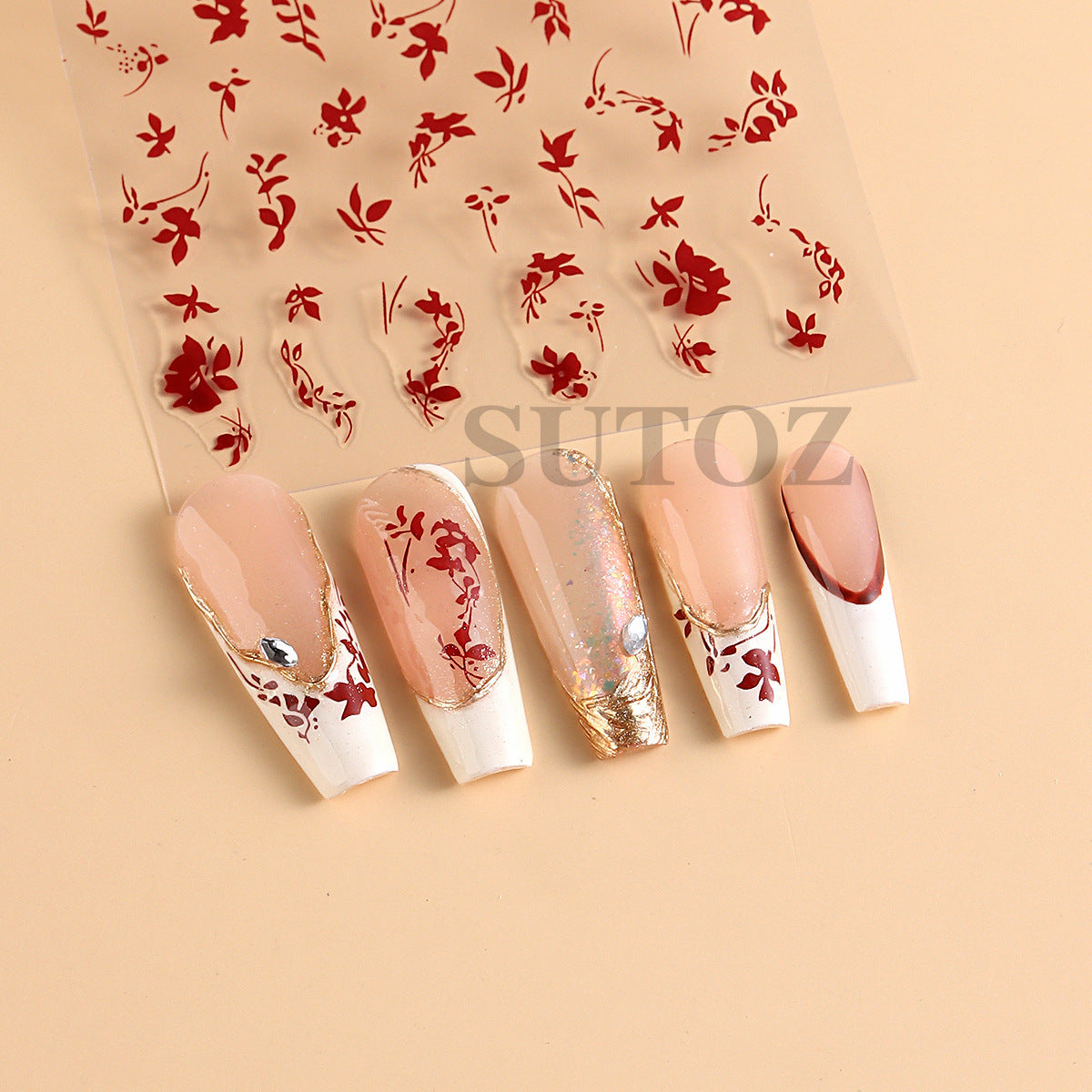 Hot Autumn Chinese Style Hipster Leaf Nail Stickers