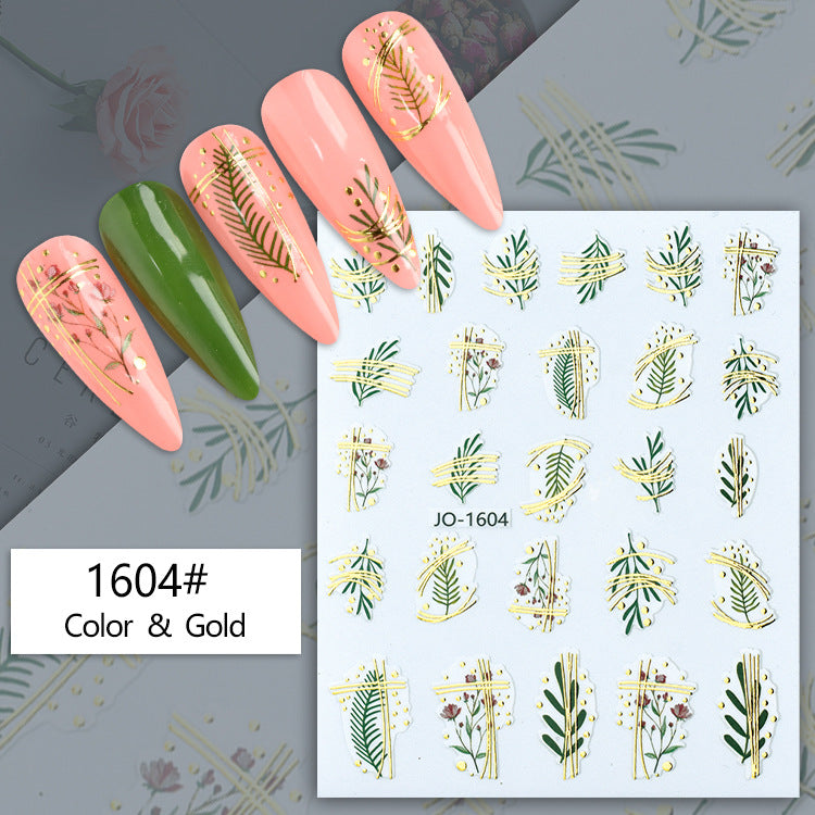 Geometric Abstract Gilding Leaves Color Hawaiian Nail Stickers