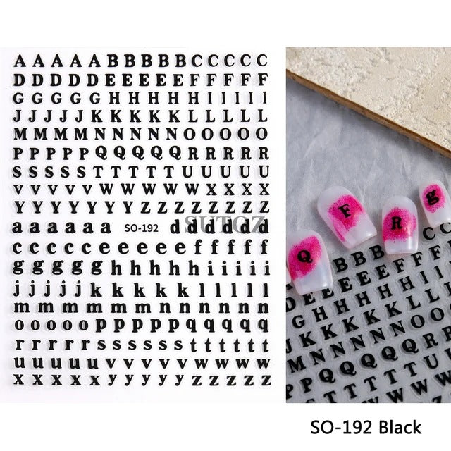 Simple English Letter Iti Back Glue Nail Stickers