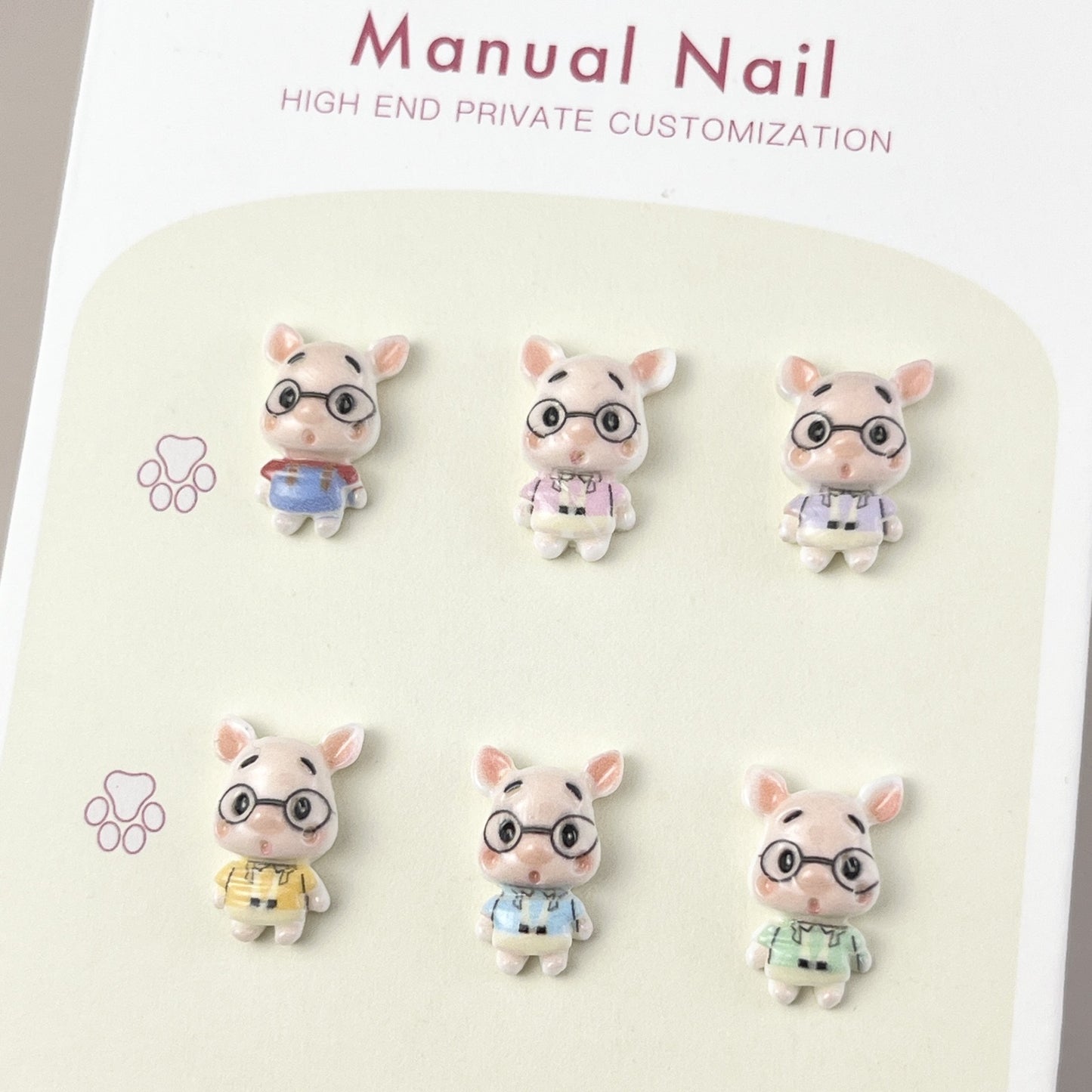 Pig Doctor Cartoon Ornament Three-dimensional Wear Glasses Nail Care Nail Art