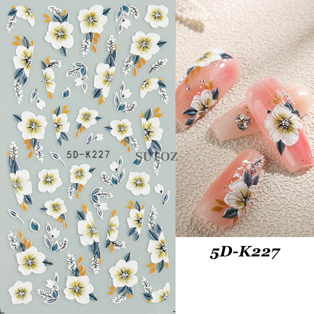 Paper Summer Sunflower Peony Tulip Three-dimensional Nail Stickers