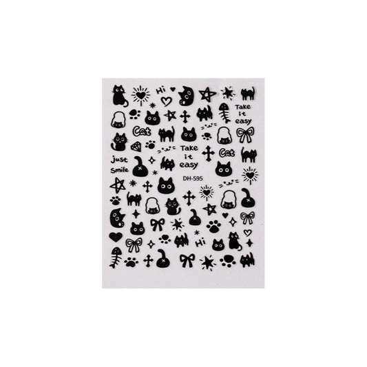 Iti Big Black Cat Sweet Cool Nail Stickers