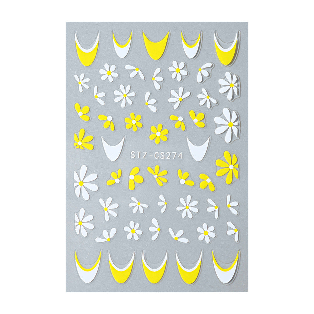 Fresh Little Daisy Yellow White Cute Nail Stickers