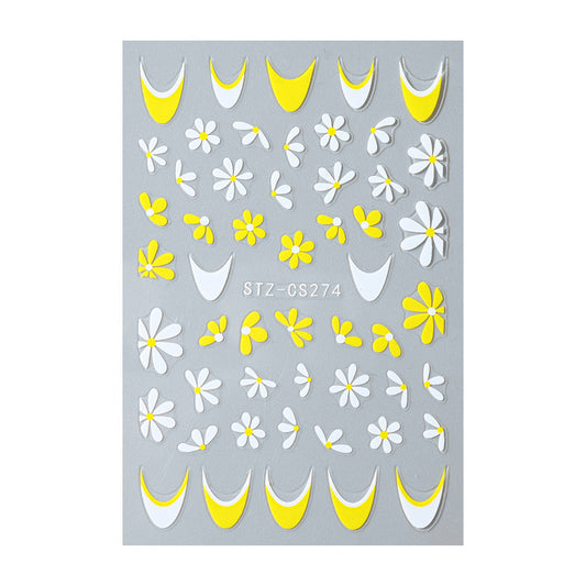 Fresh Little Daisy Yellow White Cute Nail Stickers