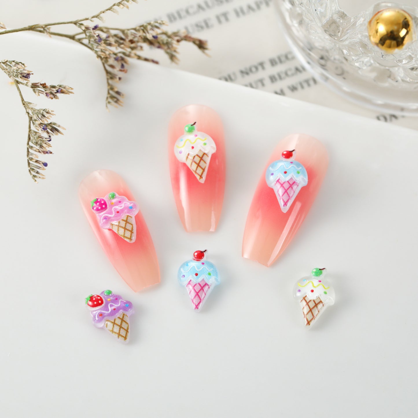 Ornement de crème glacée Summer Fresh Résine Soins des ongles Nail Art