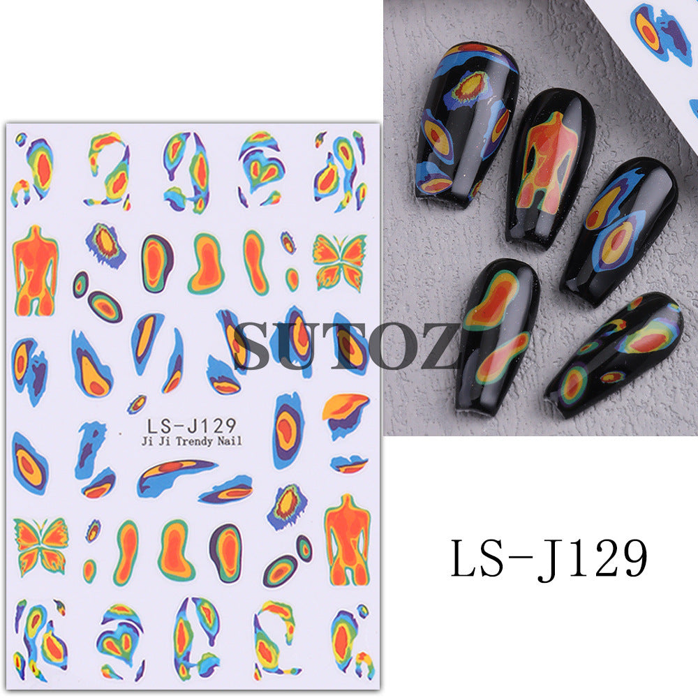 Summer Watercolor Blooming Elegant Butterfly Back Nail Stickers