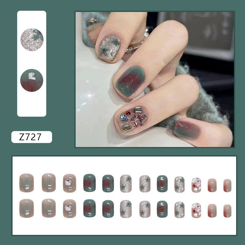 High-grade Short Fake Patch White French Nail Art