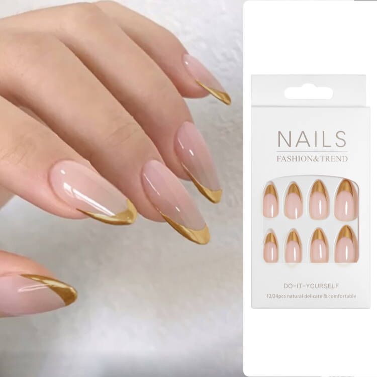 Like Woman Manicure Golden Edge French Nail Art