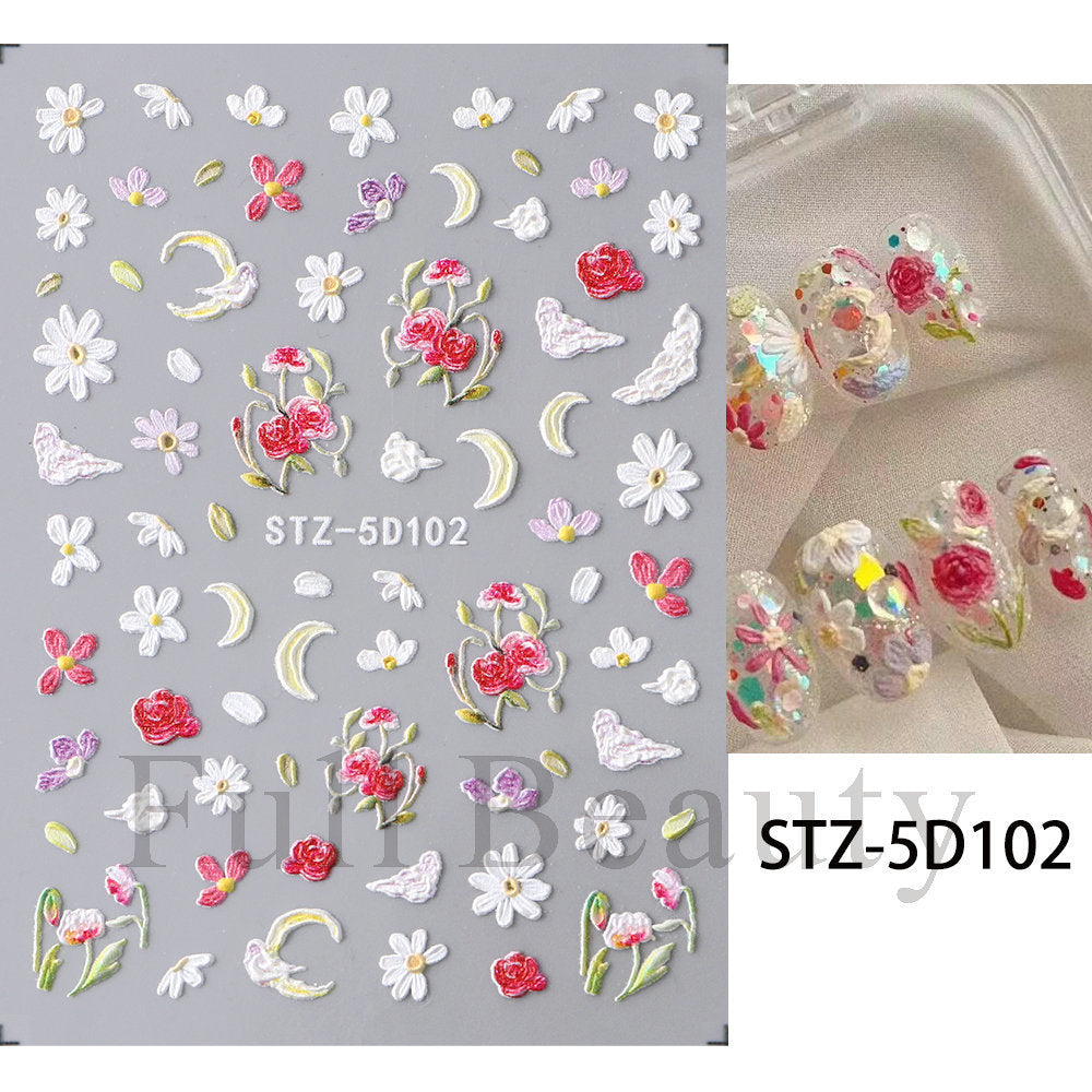 Spring Relief Small Daisy Flower Adhesive Nail Stickers