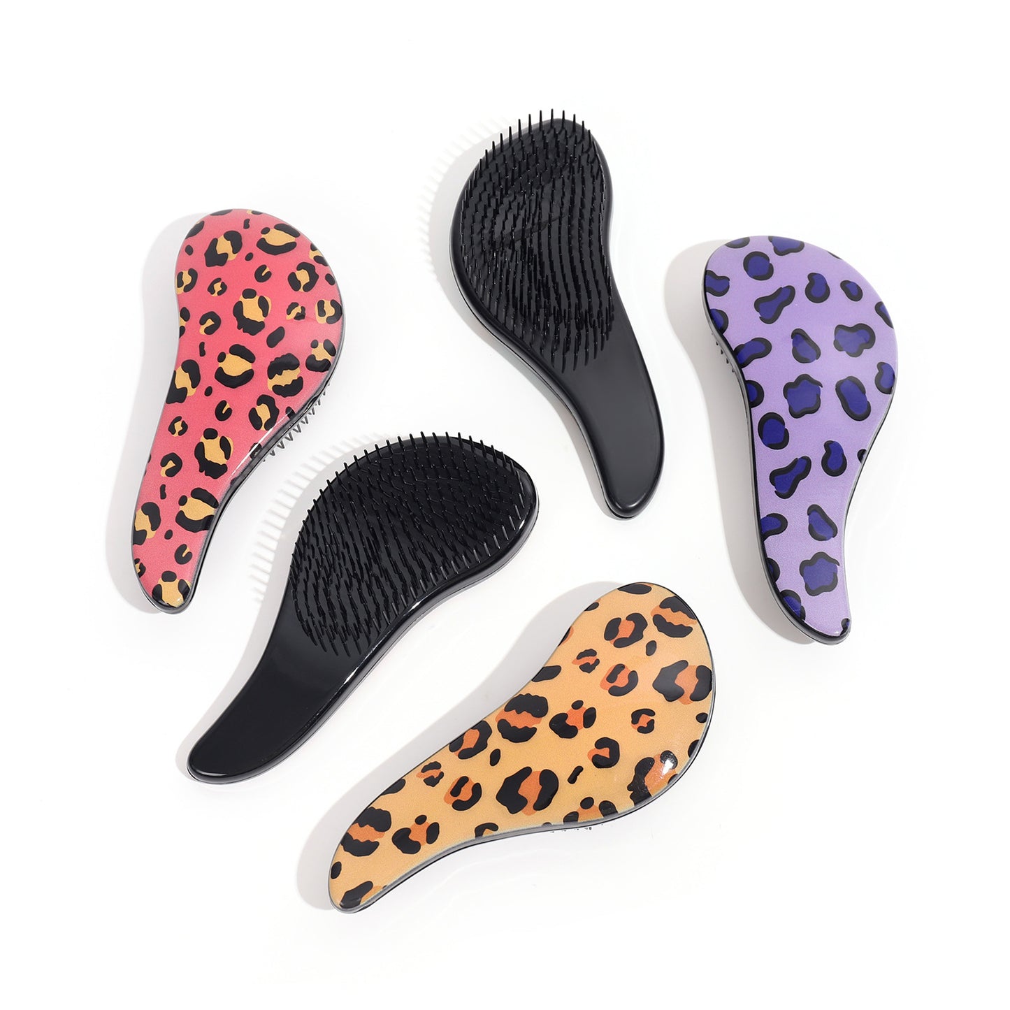 Massage Leopard Print Plastic Hairdressing Wet Hair Brushes & Combs