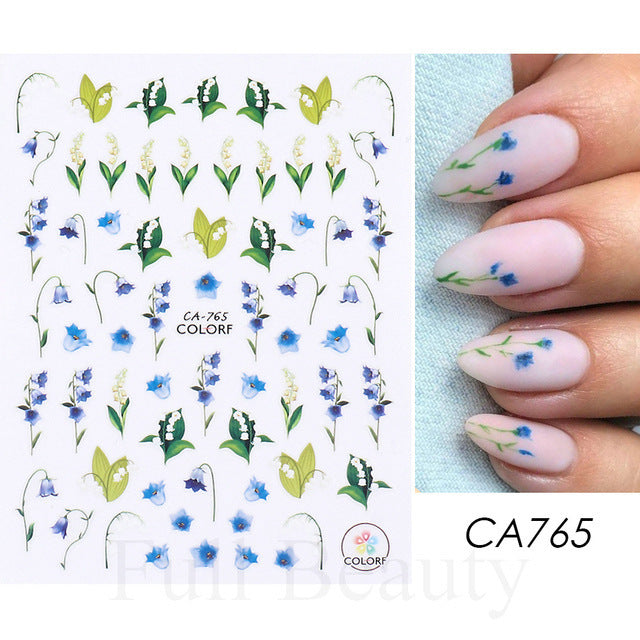 Glamorous Spring Rose Flower Tulip Adhesive Nail Stickers