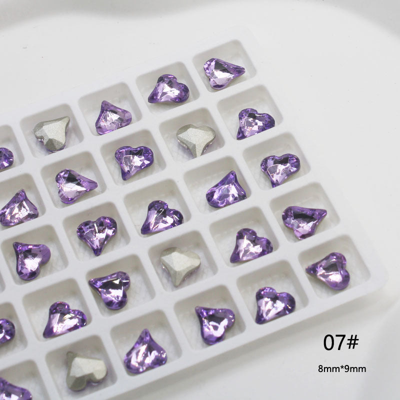 Crystal Purple Pointed Bottom Fancy Shape Diamonds Super Nail Care Nail Art