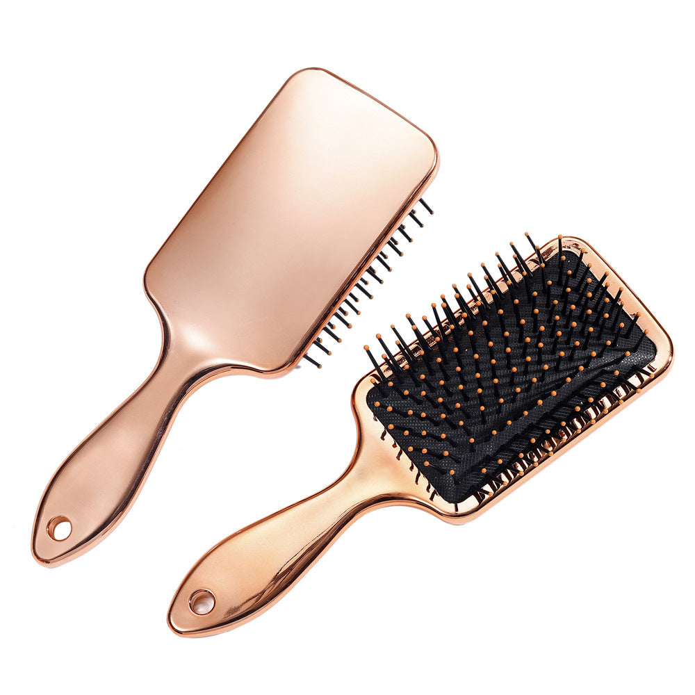 Women's Electroplated Rose Gold Bush Of Massage Scalp Hair Brushes & Combs