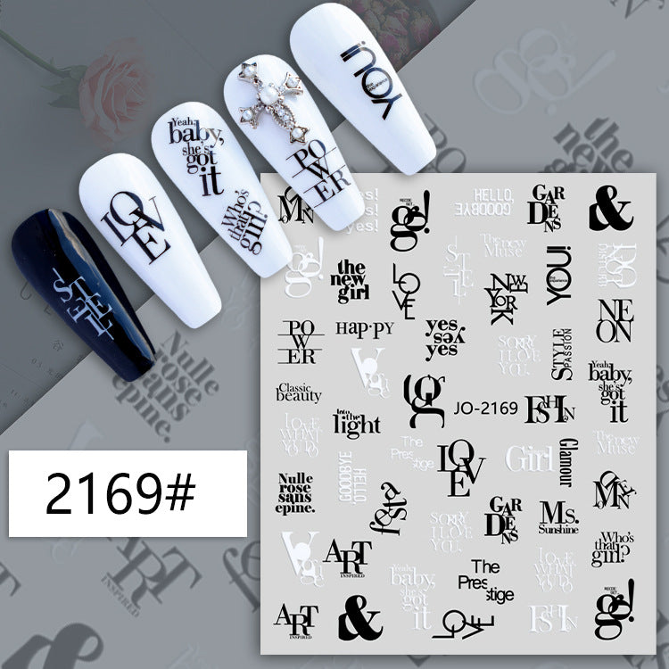 English Alphabet Paper Tape Adhesive Simple Nail Stickers