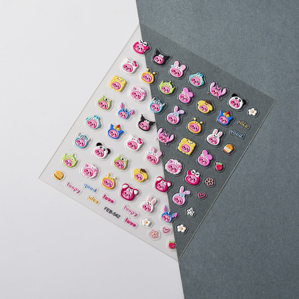 Embossed Cartoon Animal Head 3d Cute Beaver Ruby Nail Stickers