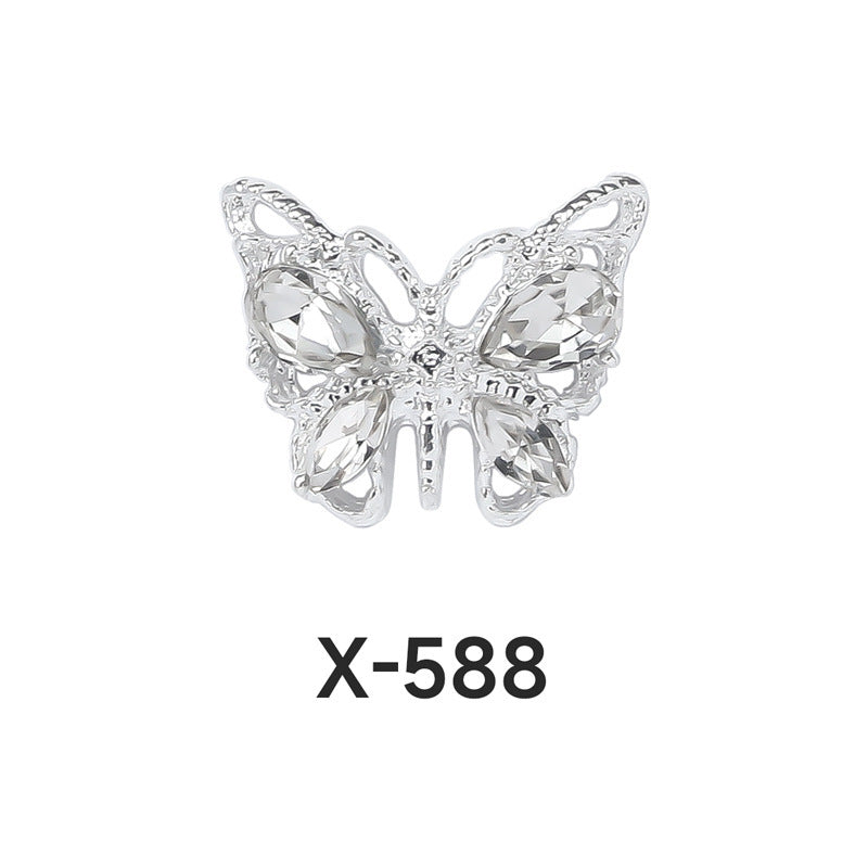 Light Luxury Cat Butterfly Ornament Gold Sier Nail Care Nail Art