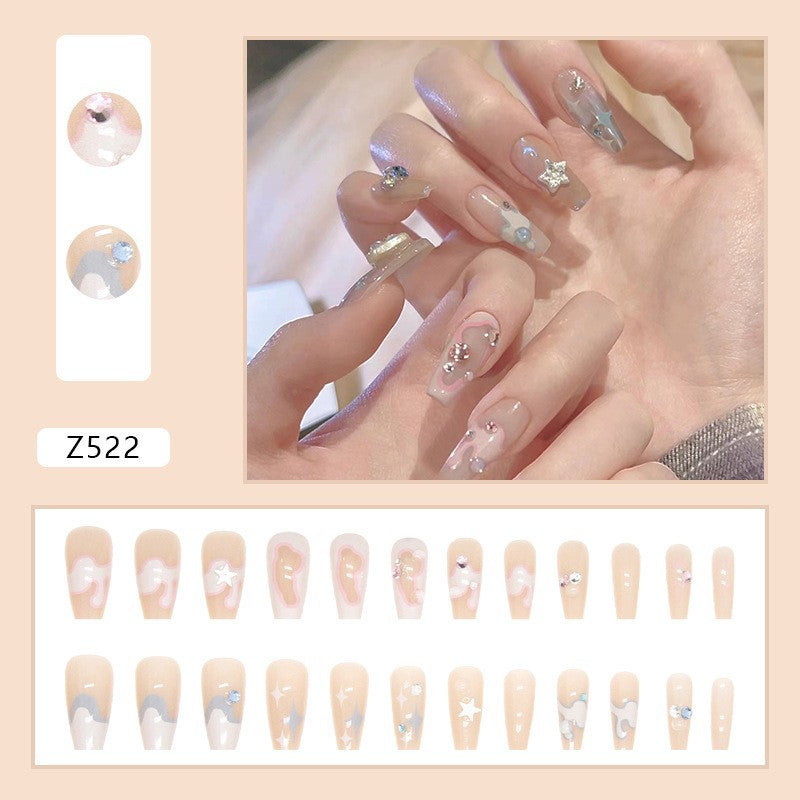 High-grade Short Fake Patch White French Nail Art