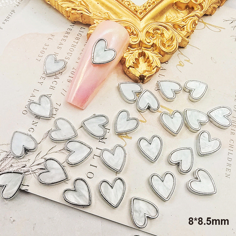 Diamond Ornament Metal Edging Peach Heart Nail Care Nail Art