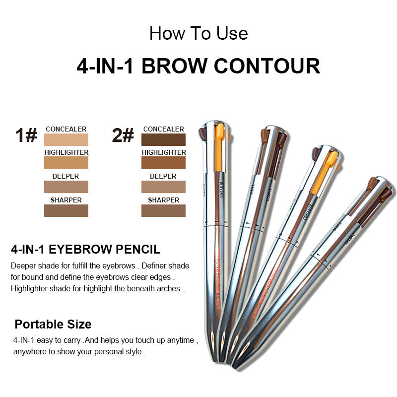 Pinceau cosmétique Couleur Crayon à sourcils quatre couleurs Accessoires de maquillage pour les yeux