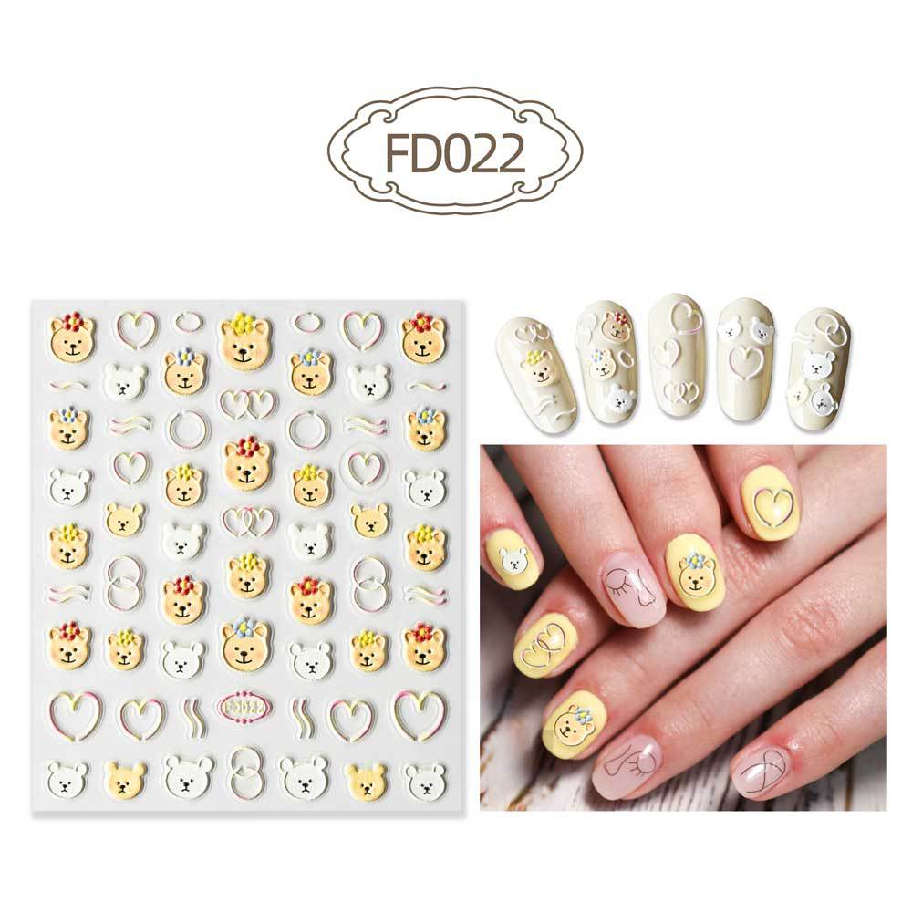 Three-dimensional Relief Cute Cartoon White Cloud Nail Stickers