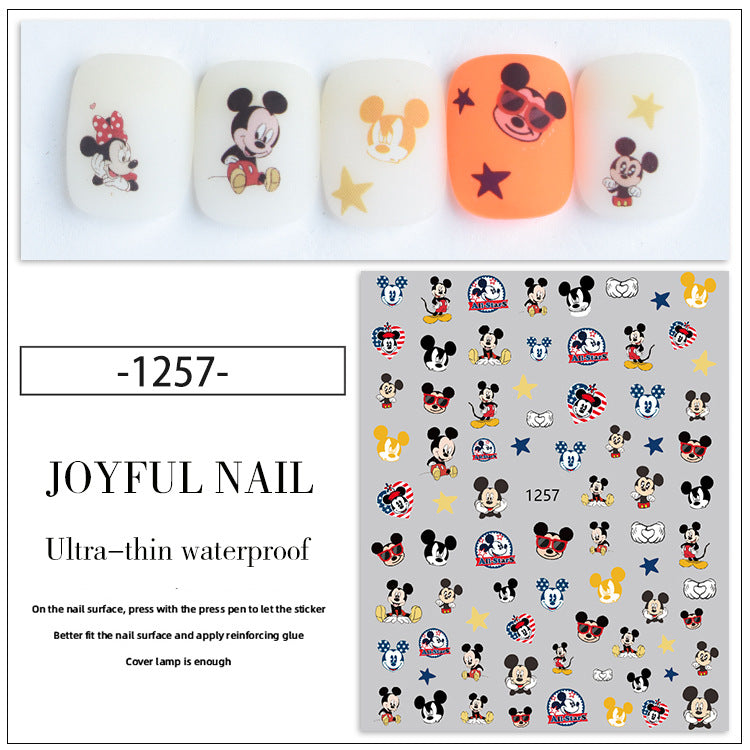 Autocollants pour ongles à motif de souris adhésive Mickey de dessin animé mignon