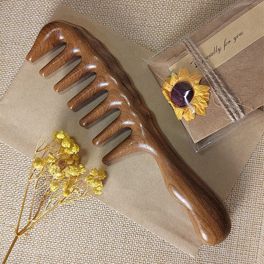 Brosses et peignes à cheveux généreux de grande taille en bois de santal doré avec solution de finition Cushion Broken