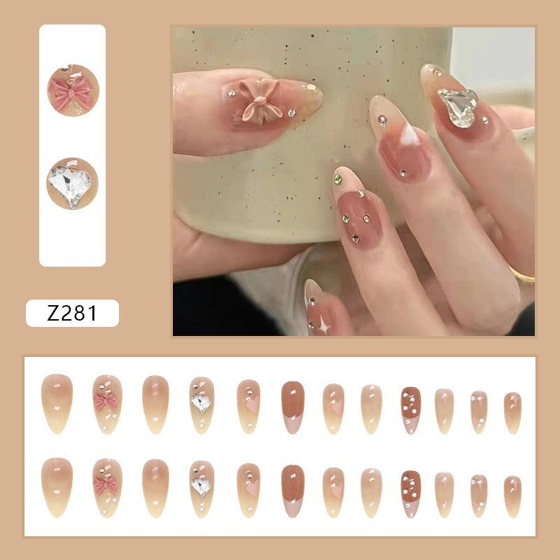 High-grade Short Fake Patch White French Nail Art