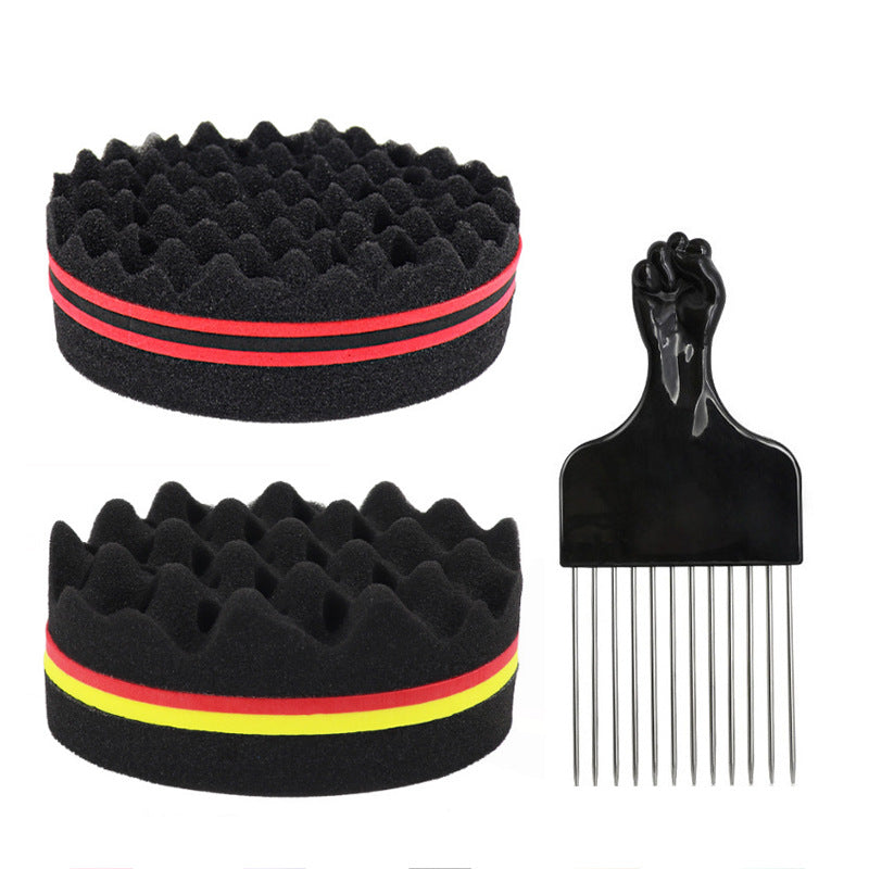 Brosses et peignes à cheveux en acier avec tête huilée et éponge bouclée pour hommes