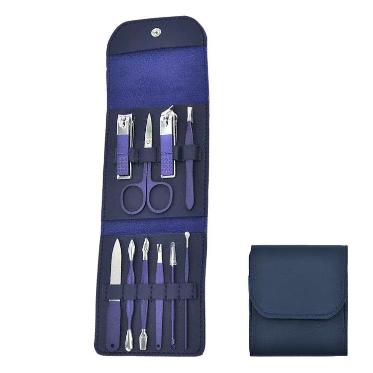 Stainless Steel Clippers Suit Manicure Blue Nail Tool Set