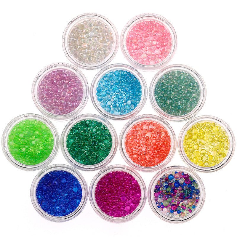 Ensemble d'outils pour ongles avec perles rondes en cristal et ornements en diamant Aurora colorés